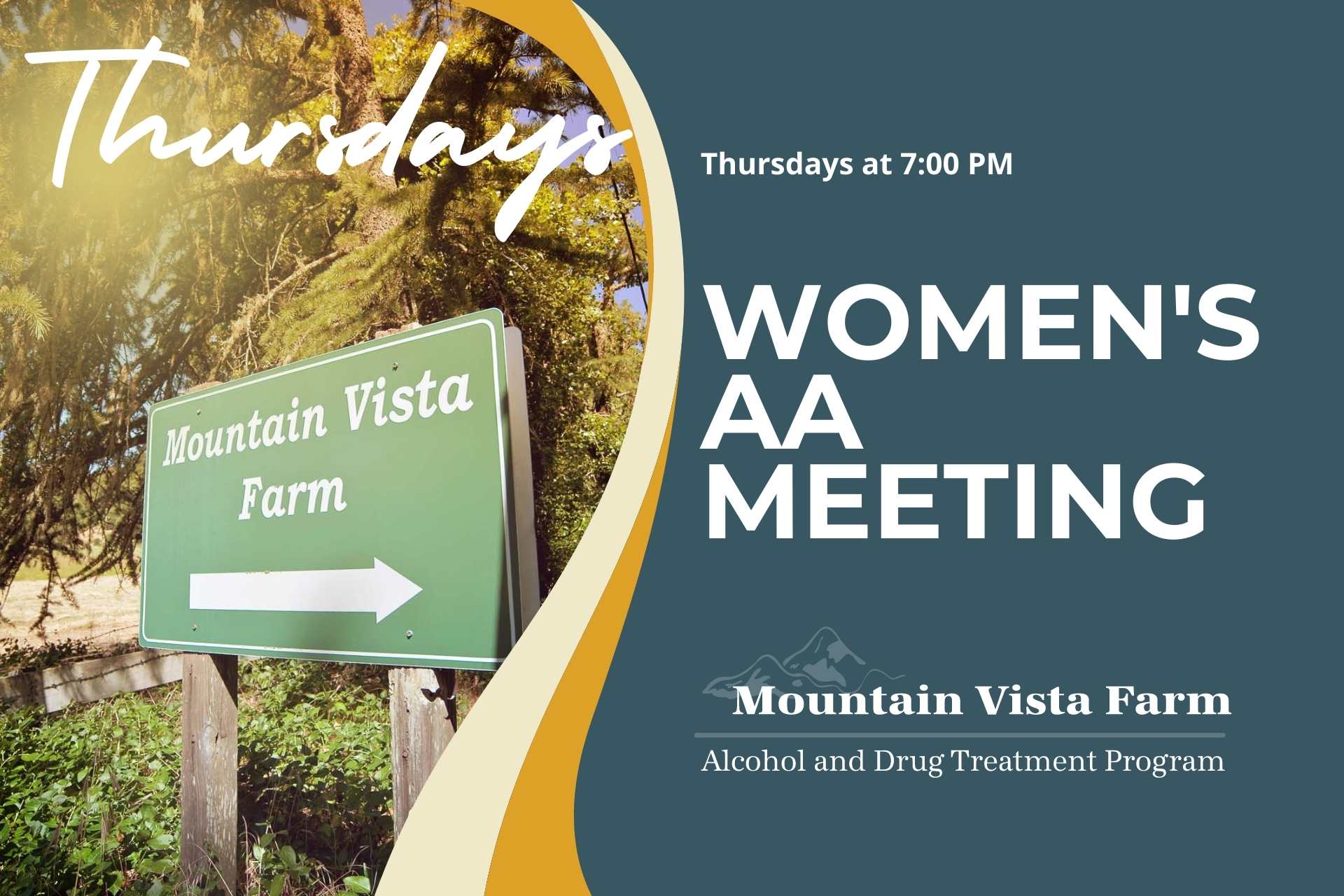 Women’s AA Meeting Thursdays at 7:00 PM