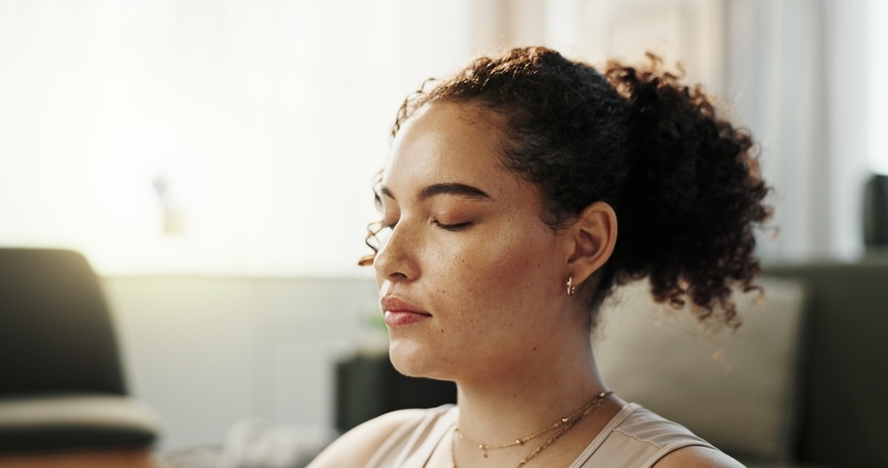 Calm woman after entering rehab in the New Year in Sonoma County CA