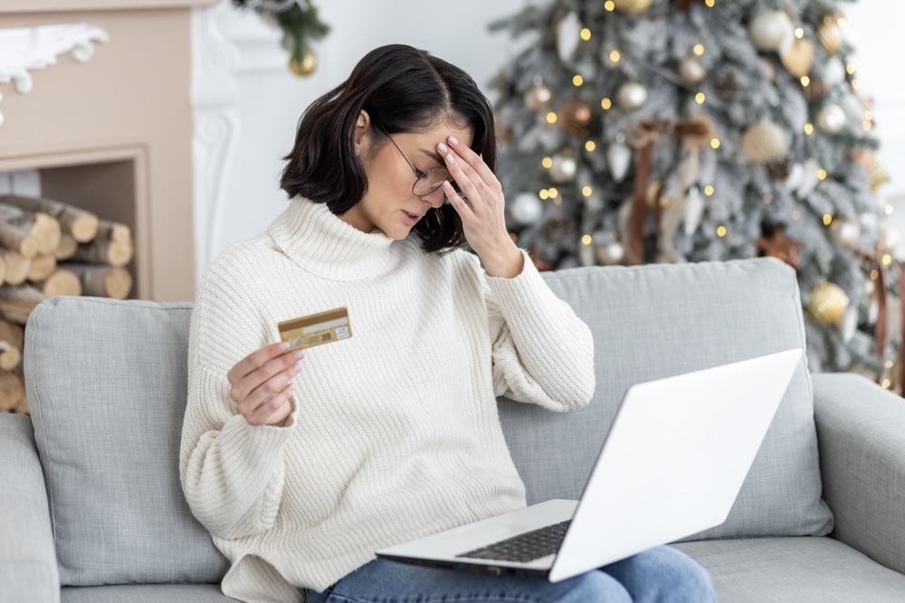 Female worried about financial obligations during the holidays